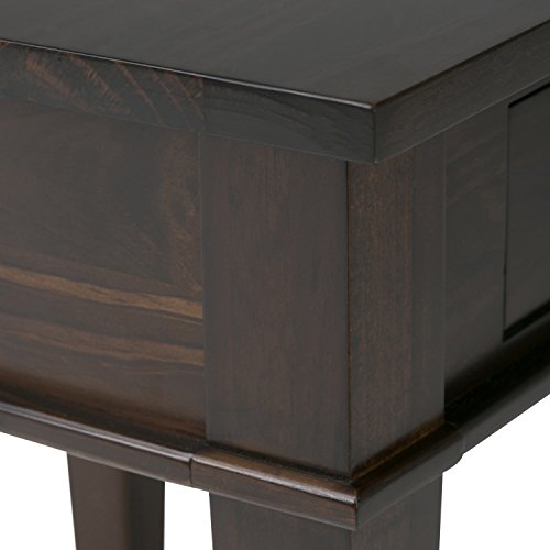 SIMPLIHOME Carlton SOLID WOOD Contemporary Modern 42 inch Wide Home Office Desk, Writing Table, Workstation, Study Table Furniture in Dark Tobacco Brown with 1 Drawer
