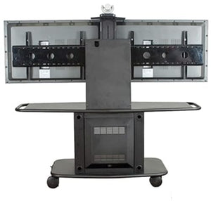 Avteq GMP-350L-TT2 Dual Display AV Cart; 32" Tall; Up to 60" Dual Displays; 10RU 19" Rack Mount; 6 Port Surge Protector