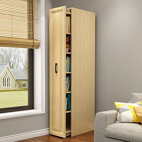 Narrow Cabinet with Wheels, Mobile Bookcase, 6 Layers Shelves, Office File Storage Cabinet - Wood, 60 * 55 * 210cm