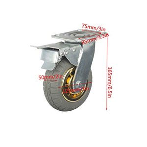 VKEID Heavy Duty Rubber Swivel Castor Wheel Set - 4 Pcs with Brake Lock