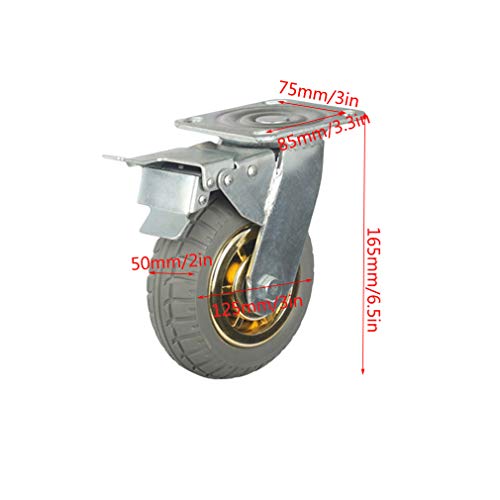 MaRxan Heavy Duty Rubber Swivel Castor Wheel Set - 4 Pcs, with Brake Lock