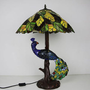 GAUUA Tiffany Bird Table Lights with Glass Lampshade - Nordic LED Desk Lamp for Bedroom and Living Room Decor