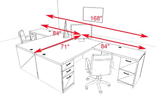 UTM Furniture Modern Executive Office Workstation Desk Set for Two Persons, CH-AMB-F20