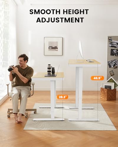 ErGear Electric Standing Desk with Drawer, 48 x 24 inch, USB Charging Ports