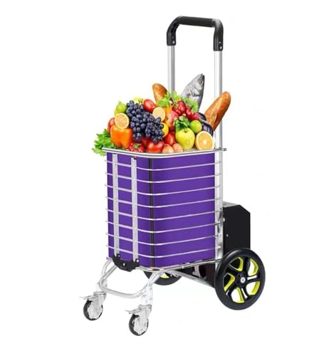 CAULO Electric Shopping Cart for Groceries with 6-Wheels and Waterproof Liner, Portable Foldable Utility Cart for Seniors, Laundry, Transport (7AH)