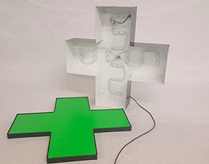 Green Medical Cross - Standard Channel Letter LED Lit, Outdoor/Indoor - Weather Resistant, Storefront Sign. Installation Template and Power Supply Included. (24 Inches)