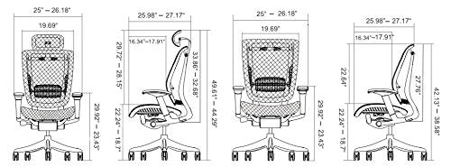 GM Seating Enklave Genuine Leather Ergonomic Office Chair - Lumbar Support, Modern Executive Chair - Black