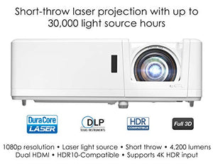 Optoma Short Throw Laser Home Theater Projector | 4K HDR Input | Lamp-Free 30,000 Hours | 4,200 Lumens | Day and Night Viewing