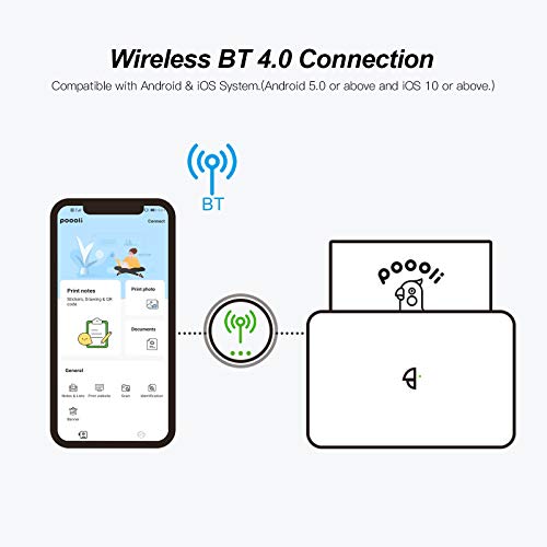 Portable BT Wireless Thermal Printer 300dpi - Smartphone Laptop Support