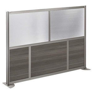 at Work 72"W x 52"H Room Divider Gray Laminate and Plexiglas Inserts/Brushed Nickel Finish Aluminum and Steel Frame