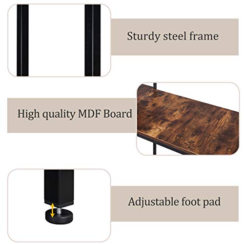 Merax 54" Large Computer 5-Tier Shelves, Office Study Table with Bookcase, Writing Hutch Desk, Brown