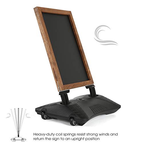 M&T Displays WindPro Wind Resistant Fir Wood Outdoor Pavement Sidewalk Sign with Magnetic Chalkboard, Durable HDPE Water Base and 2 Magnetic PET Covers (23.2x30.7, Dark Wood - Black)