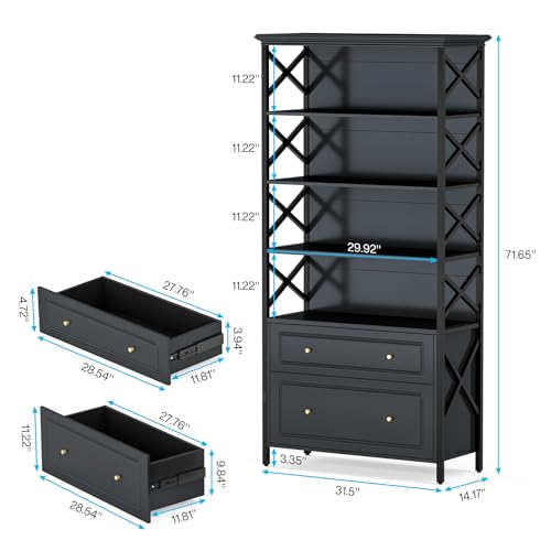 Tribesigns 2 Drawer File Cabinet with Shelves - Vertical Filing Cabinet for Home Office