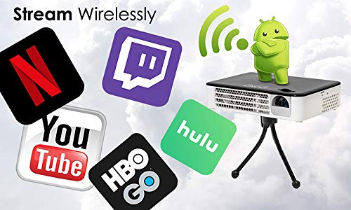 AAXA P300 Neo Smart Android Mini Pico Projector with Battery – Native HD Portable Wireless LED DLP Projector Support 1080p, WiFi Bluetooth HDMI USB Smartphone Mirror, for Business and Home Theater