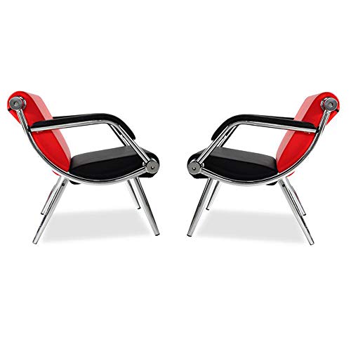 Walnest Waiting Room Chair with Armrest 2 Seat Red Black PU Leather Office Furniture
