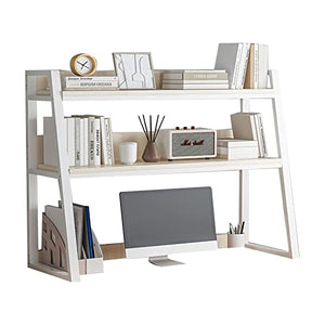 FPIGSHS Desktop Bookshelf for Computer Desk，2 Tier Steel Frame Ladder Countertop Hutch Bookcase Organizer Shelf，Home Office Storage Display Rack Shelf (Color : A, Size : 95CM)