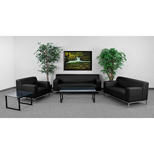 Flash Furniture HERCULES Definity Series Contemporary Black Leather Chair with Stainless Steel Frame