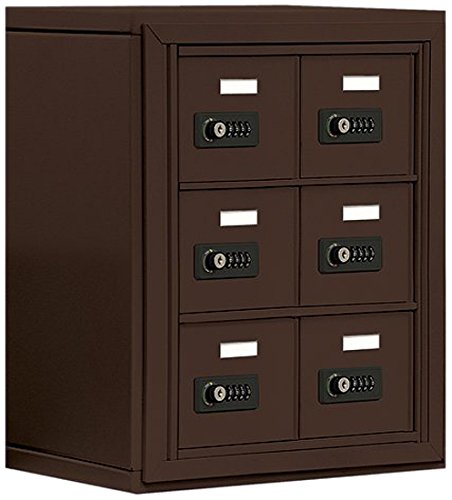 Salsbury Industries 19038-06ZSC Cell Phone-3 Unit Surface Mounted-Resettable Combination Locks with 8-Inch Diameter Compartments, Bronze