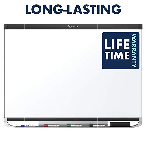 Quartet Magnetic Whiteboard, Porcelain, White Board, Dry Erase Board, 4' x 3', Black Frame, Prestige 2 Duramax (P554BP2)
