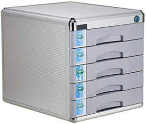 None File Storage Cabinet High-Hardness Aluminum Alloy Lockable Drawer Organizer (30X36X30.8CM) - Grey