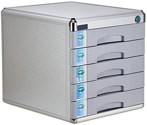 File Storage Cabinet High-Hardness Aluminum Alloy Lockable Drawer Organizer (30X36X30.8CM) - Grey