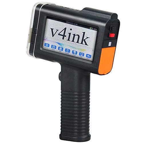Portable Handheld Printer Labeler v4ink BT-HH6105B3 with 4.3 Inch HD LED Touch Screen Bottle Wood Printer use for QR-Code Barcode Production Date DIY Logo Print on Card Bag Box Labeler