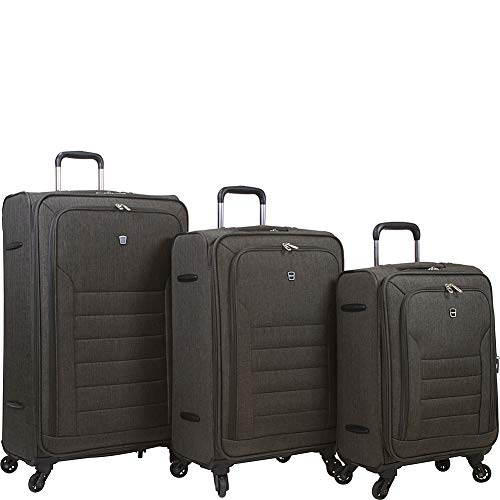Dejuno Noir Lightweight 3-Piece Spinner Luggage Set with Laptop Pocket-Black, One Size