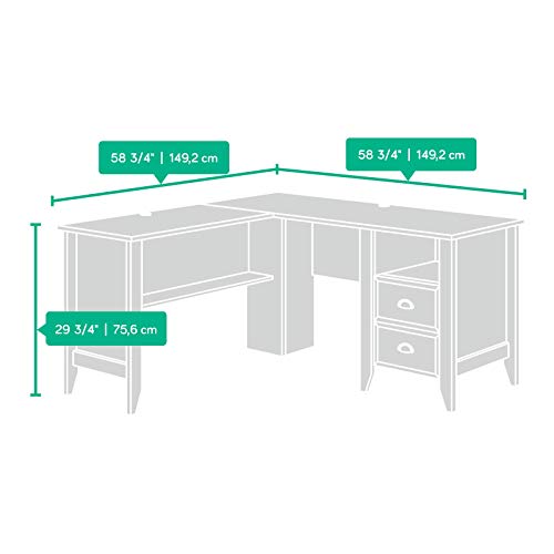 Sauder 422191 Shoal Creek L-Desk, L: 58.74" x W: 58.74" x H: 29.76", Jamocha Wood finish
