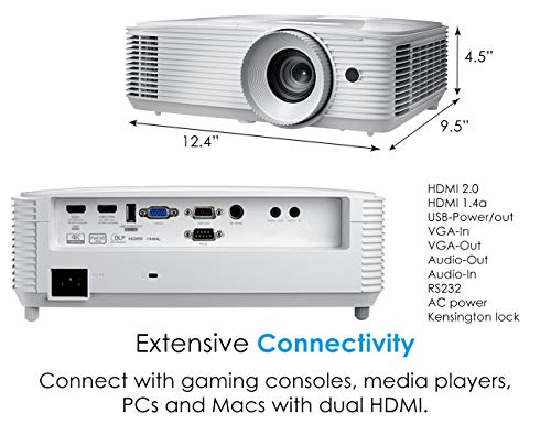 Optoma HD39HDR High Brightness HDR Home Theater Projector | 120Hz Refresh Rate | 4000 lumens | Fast 8.4ms Response time with 120Hz | Easy Setup with 1.3X Zoom | 4K Input | Quiet Operation 26dB
