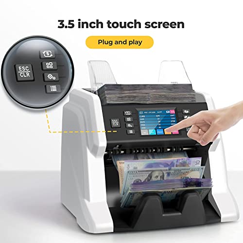 RIBAO BC-55 Mixed Denomination Bill Value Counting Money Counter with RB-58PLUS-RP 58mm Thermal Printer