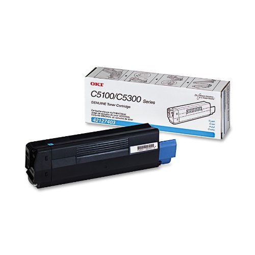 Okidata 42127403 Toner Cartridge, Laser, Type C6, 5000 Page Yield, Cyan