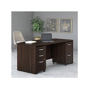 Bush Business Furniture Studio C 2-Drawer Mobile Vertical File Cabinet, Letter/Legal Size, Lockable - Black Walnut (SCF116BWSU)
