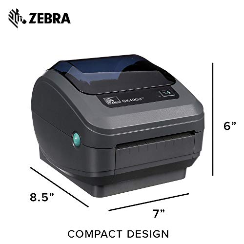 Zebra GX420t Monochrome Desktop Direct Thermal/Thermal Transfer Label Printer with Fast Ethernet Technology, 6 in/s Print Speed, 203 dpi Print Resolution, 4.09" Print Width, 100-240V AC (Renewed)