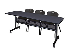 Regency Flip Top Mobile Training Table Set 84 x 24 inch Grey/Black
