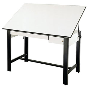 Alvin DM60CT-BK DesignMaster Table, Black Base White Top 2 Drawers 37.5 inches x 60 inches