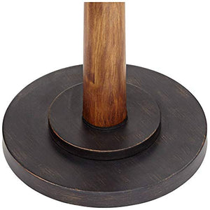 Franklin Iron Works Modern Farmhouse Floor Lamp 64" Tall Bronze Cherry Wood Double Drum Shade