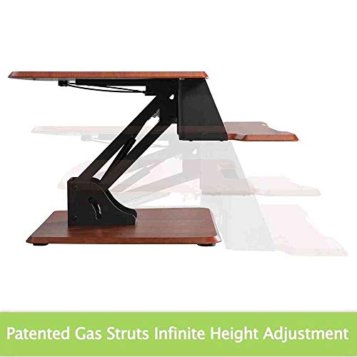 EE Eureka Ergonomic Standing Desk Converter, Adjustable Sit Stand Desk Converter for Laptop Computer Workstation, 31.5 Inch Wide, No Assembly Required, Cherry