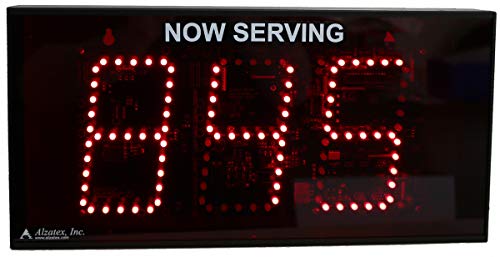 Alzatex Take-a-Number System Showing 3-Digit Ticket Number 0-999 with Two Buttons, D80 Dispenser, T80 Tickets, Infrared Remote and Counter Stand for Waiting Line Management