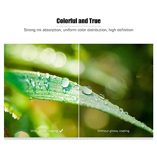 ZYZMH 100 Sheets Photo Paper 200gsm Waterproof Resistant High Gloss Finish Surface Quick Dry for Color Inkjet Printer