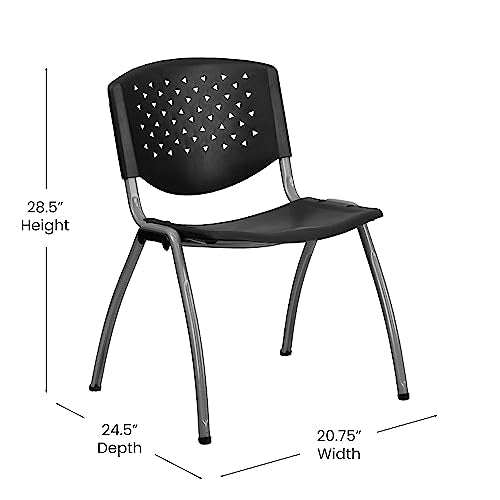 Flash Furniture HERCULES -5 Pack 880 lb. Capacity Black Plastic Stack Chair