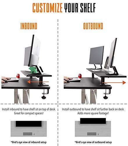 Stand Steady Tranzendesk 55 in Standing Desk with Clamp On Shelf | Easy Crank Height Adjustable Stand Up Workstation w/Attachable Monitor Riser | Holds 3 Monitors & Adds Extra Desk Space (55/Silver)