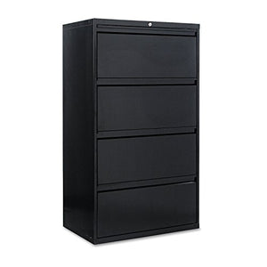 - Four-Drawer Lateral File Cabinet, 30w x 19-1/4d x 53-1/4h, Black