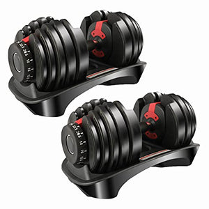 tipatyard Adjustable Dumbbell Set,Fast Weight Adjust Dumbbells with Dial & Protective Base for Fitness Training Weights Home Gym Equipment(252.5 lbs) (2 Packages)
