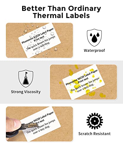 Phomemo M220 Label Printer, Portable Barcode Printer, 3.14 Inch Bluetooth Thermal Label Maker for Barcodes, Name, Address, Labeling, with 1 Roll 1.57"x1.18" and 3 Rolls 2.35"x 1.57" Label Tapes