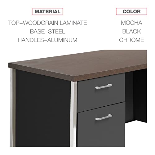 Alera Double Pedestal Steel Credenza, 60" x 24" x 29.5", Cherry/Putty