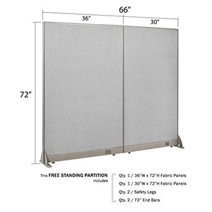 GOF Freestanding Office Partition, Large Fabric Room Divider Panel - 66" W x 72" H