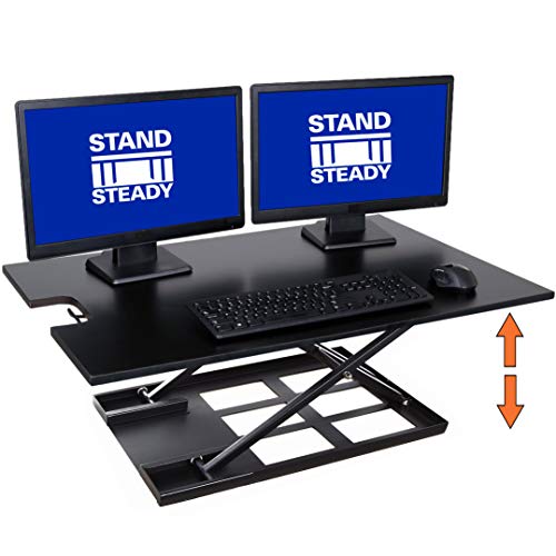 X-Elite Pro XL Standing Desk Converter | Instantly Convert Any Surface to a Stand up Desk | Extra Large Sit to Stand Desk Converter | Easily Fits 2 Monitors (36 inches | Black)