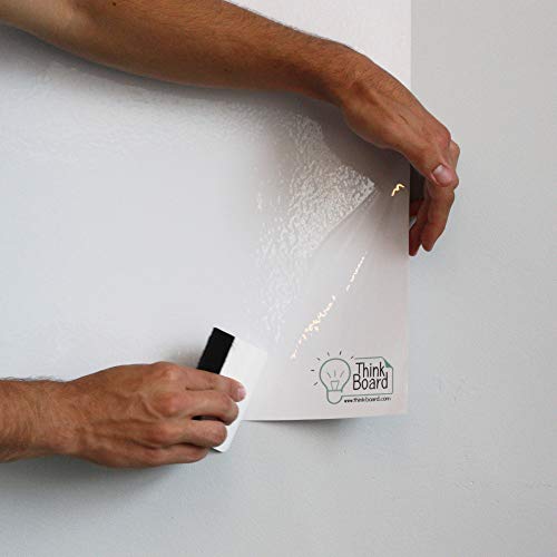 Think Board Premium Whiteboard Film, Peel and Stick, X-Large (White) (4'x12') XL Peel and Stick Dry Erase Board Wall Cling for Home and Office, Removable Wall Decals, Super Sticky, Stain-Proof
