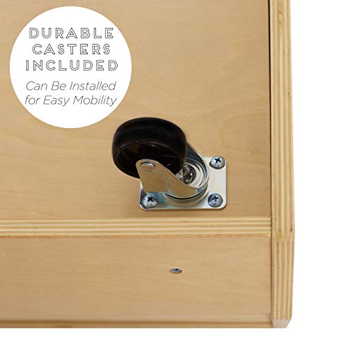 ECR4Kids Birch 30 Cubby Tray Cabinet, Kids Toy Storage Organizer with Rolling Casters, Hardwood Mobile Storage Cabinet for Classroom, Preschool and Homeschool Supplies