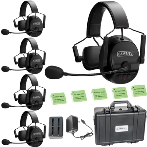 Came-TV Kuminik8 Wireless Intercom Headsets - Full Duplex 5 Person 1500ft Team Communication